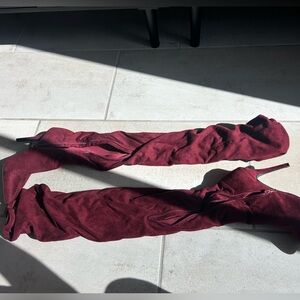 Anne Michelle Burgundy Heeled Boots